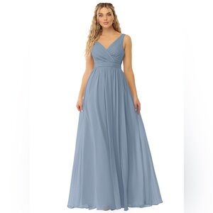 NWT Azazie Dusty Blue Kora Chiffon bridesmaid/ formal dress